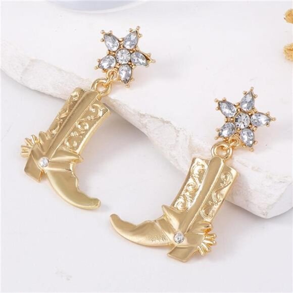 Western Style Boot Dangle Earrings - Picture 3 of 7